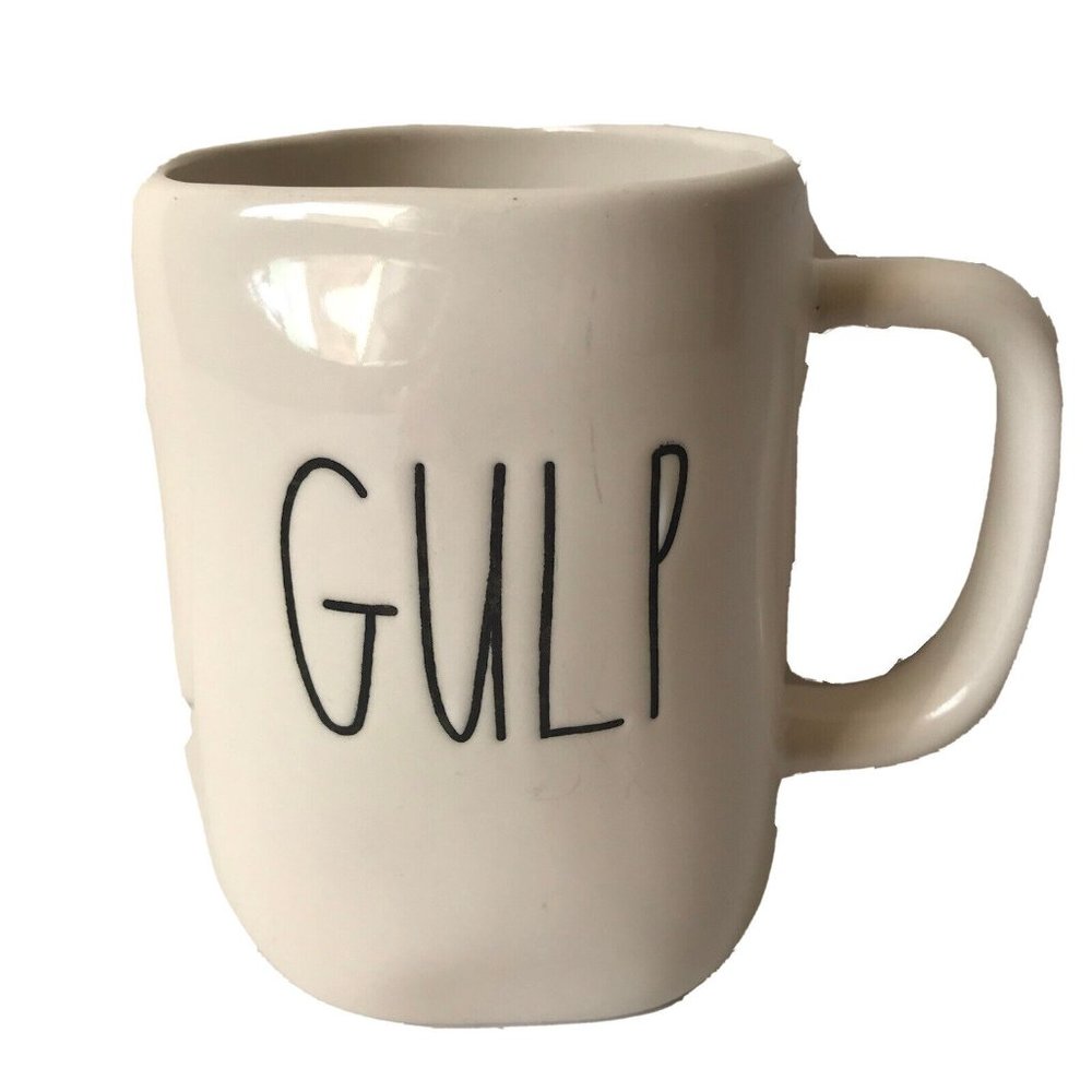 Rae‎ Dunn Magenta white GULP ceramic mug with handle coffee tea 16 oz